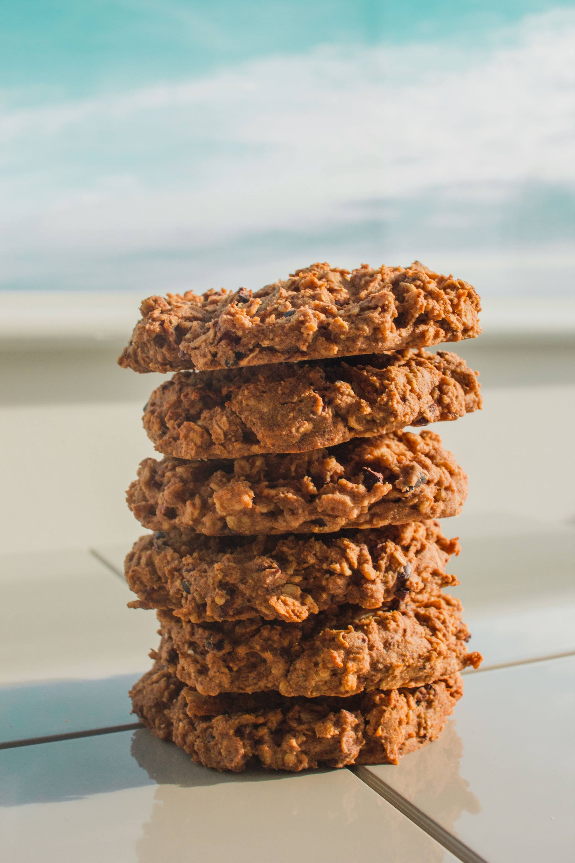 A stack of peanut butter cookies